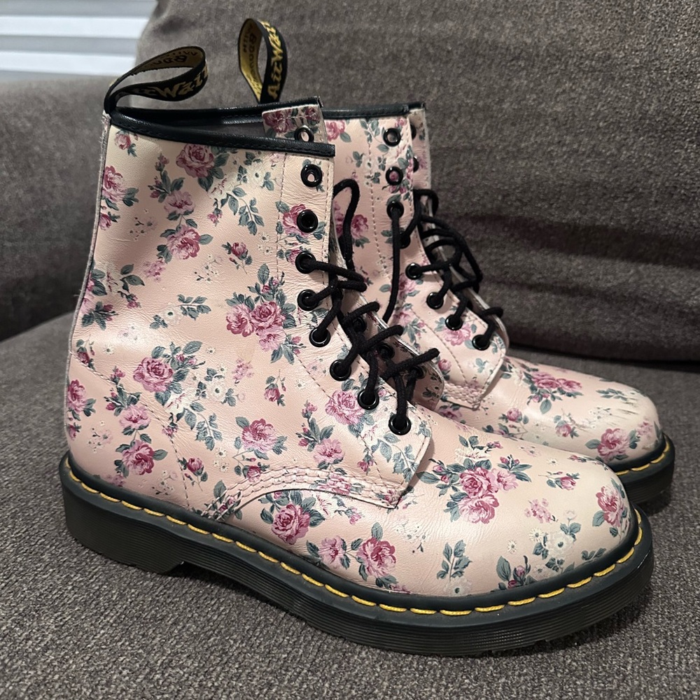 Dr. Martens Pink Floral Combat Boots